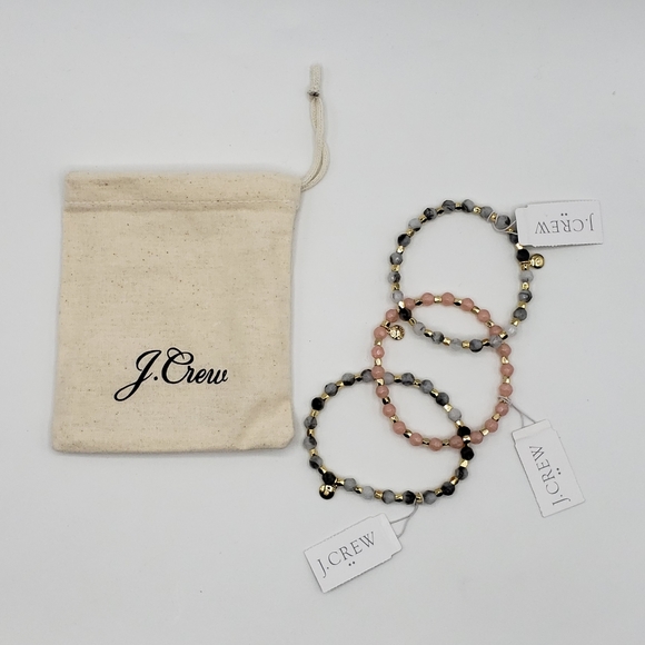 J. Crew Jewelry - J. Crew Beaded Bracelet Black Grey Pink